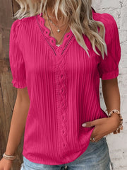 🛒49%OFF🔥V Neck Plain Lace Elegant Shirt（Buy 2 Free Shipping）