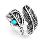🔥 Last Day Promotion 49% OFF🎁Boho Feather Turquoise Adjustable Ring