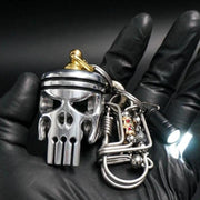 Piston art skull keychain (pendant\/flashlight\/bottle opener)