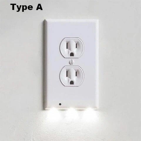 Outlet Wall Plate With Night Lights-No Batteries or Wires
