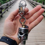 Piston art skull keychain (pendant\/flashlight\/bottle opener)