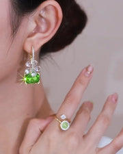 🔥Last Day Promotion 49% OFF-Green Flower Crystal Earrings