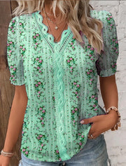 🛒49%OFF🔥V Neck Plain Lace Elegant Shirt（Buy 2 Free Shipping）