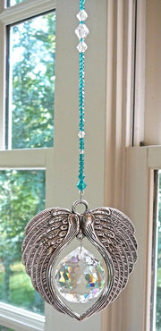 ✨ ANGEL WINGS  Crystal and Pewter Wings Suncatcher