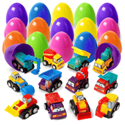 Easter Eggs Filled With Pullback Construction Vehicles, Cute Animals, Dinosaurs, Jewelry pieces and Bunnies