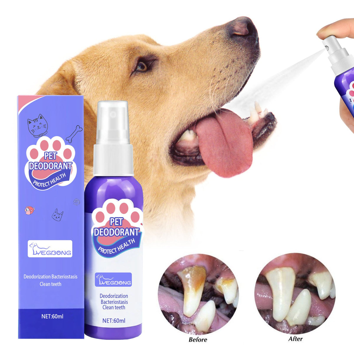 Teeth Cleaning Spray for Pet, Eliminate Bad Breath, Targets Tartar & Plaque