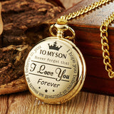 "TO MY SON\/ DAUGHTER\/ DAD" Quartz Pocket Chain Watch